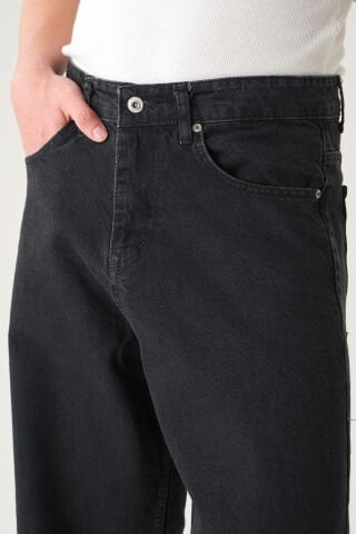 Normal Bel Baggy Skater Jean | Ekstra Bol Kesim Erkek Kot Pantolon Si̇yah - XL