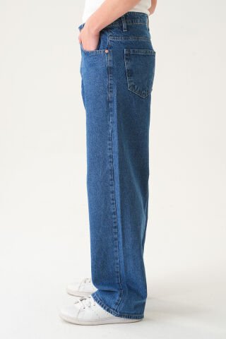 Normal Bel Baggy Skater Jean | Ekstra Bol Kesim Erkek Kot Pantolon Laci̇vert - S