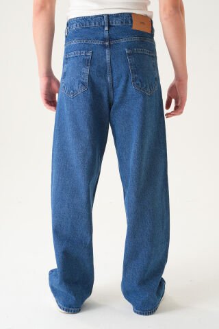 Normal Bel Baggy Skater Jean | Ekstra Bol Kesim Erkek Kot Pantolon Laci̇vert - S