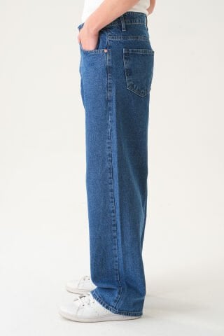Normal Bel Baggy Skater Jean | Ekstra Bol Kesim Erkek Kot Pantolon Laci̇vert - XL