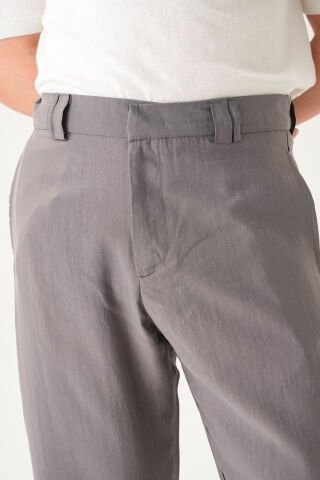 Lastikli  Bel Gizli Düğme Kumaş | Baggy Erkek Pantolon Camel - M