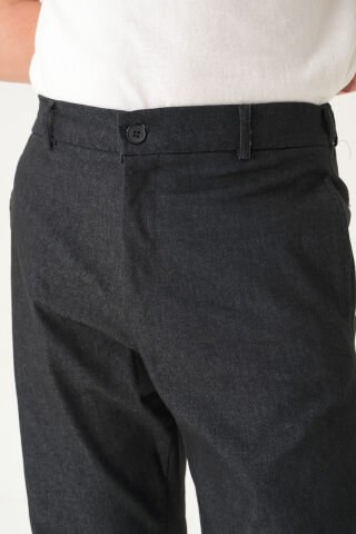 Lastikli  Bel Kendinden Desenli Kumaş | Baggy Erkek Pantolon Si̇yah - M