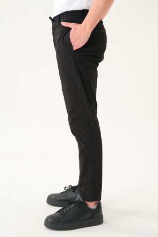 Likralı İpli Gabardin Kumaş | Slim Fit Erkek Pantolon Si̇yah - L