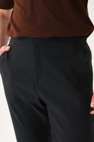 Kemersiz Kumaş | Slim Fit Erkek Pantolon Si̇yah - M