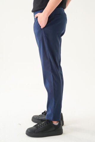 Kemersiz Kumaş | Slim Fit Erkek Pantolon Lacivert - M