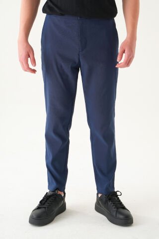 Kemersiz Kumaş | Slim Fit Erkek Pantolon Lacivert - L