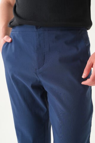 Kemersiz Kumaş | Slim Fit Erkek Pantolon Lacivert - L