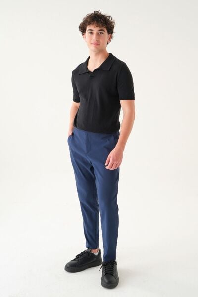 Kemersiz Kumaş | Slim Fit Erkek Pantolon Lacivert - XL
