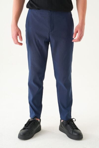 Kemersiz Kumaş | Slim Fit Erkek Pantolon Lacivert - XL