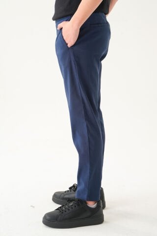 Kemersiz Kumaş | Slim Fit Erkek Pantolon Lacivert - XL