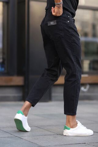 Boyfriend Siyah Düz Renk Bol Rahat Kalıp Kot Pantolon Si̇yah - 34/32