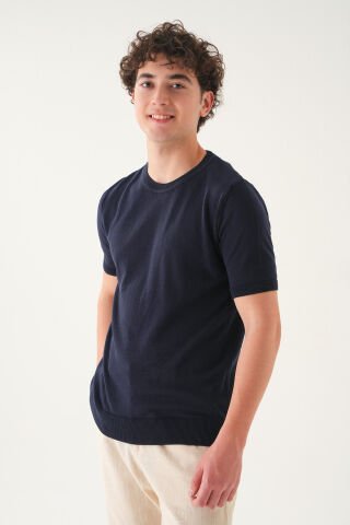 Regular Fit T-shirt | Triko Casual Erkek Lacivert - S