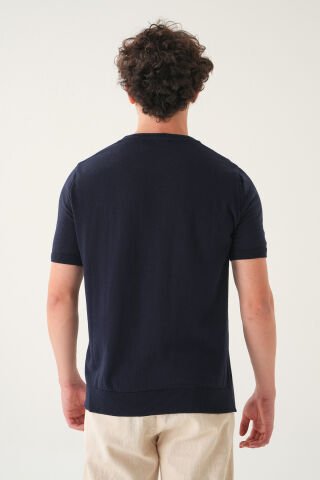 Regular Fit T-shirt | Triko Casual Erkek Lacivert - M
