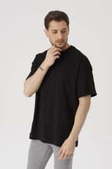 Oversize Unisex Siyah Basic T-shirt Siyah - M