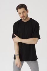 Oversize Unisex Siyah Basic T-shirt Siyah - M