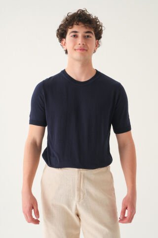 Regular Fit T-shirt | Triko Casual Erkek Lacivert - L