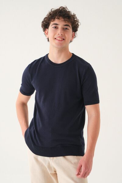 Regular Fit T-shirt | Triko Casual Erkek Lacivert - XL