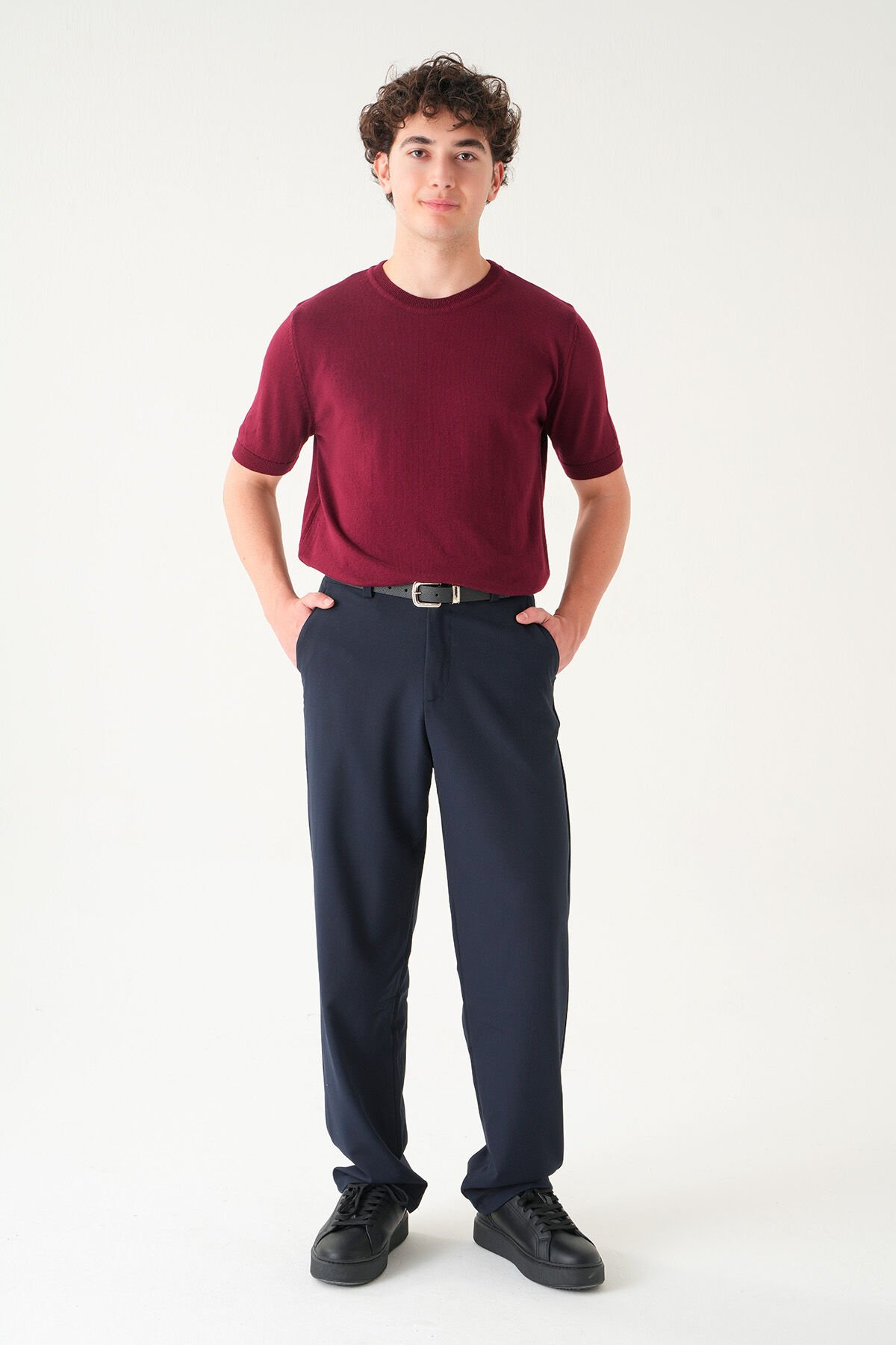 Regular Fit T-shirt | Triko Casual Erkek Bordo - M