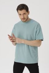 Oversize Unisex Siyah Basic T-shirt Mint Yeşil - L