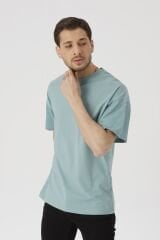 Oversize Unisex Siyah Basic T-shirt Mint Yeşil - L