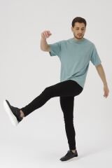 Oversize Unisex Siyah Basic T-shirt Mint Yeşil - S