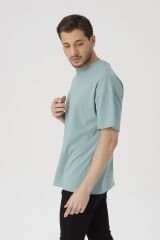 Oversize Unisex Siyah Basic T-shirt Mint Yeşil - M