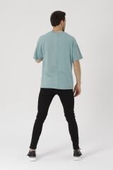 Oversize Unisex Siyah Basic T-shirt Mint Yeşil - M