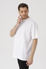 Oversize Unisex Siyah Basic T-shirt Beyaz - L