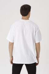Oversize Unisex Siyah Basic T-shirt Beyaz - L