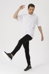 Oversize Unisex Siyah Basic T-shirt Beyaz - L