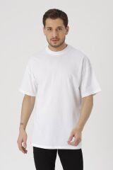 Oversize Unisex Siyah Basic T-shirt Beyaz - L