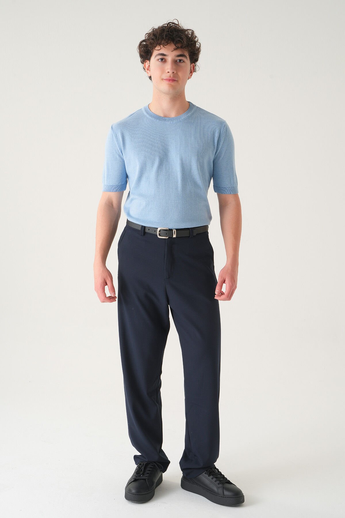 Regular Fit T-shirt | Triko Casual Erkek Buz Mavisi - L