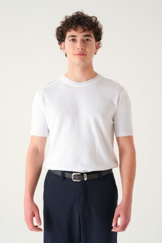 Regular Fit T-shirt | Triko Casual Erkek Beyaz - S