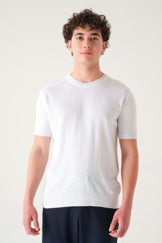 Regular Fit T-shirt | Triko Casual Erkek Beyaz - S