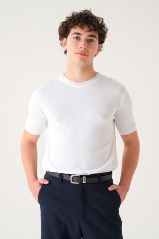 Regular Fit T-shirt | Triko Casual Erkek Beyaz - L