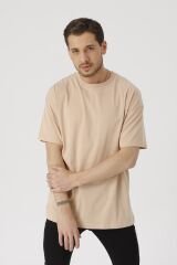 Oversize Unisex Siyah Basic T-shirt Açık Somon - L