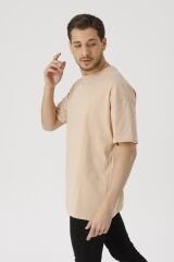 Oversize Unisex Siyah Basic T-shirt Açık Somon - L