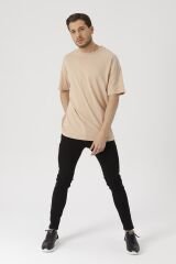 Oversize Unisex Siyah Basic T-shirt Açık Somon - L