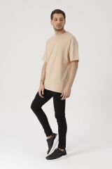 Oversize Unisex Siyah Basic T-shirt Açık Somon - L