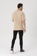 Oversize Unisex Siyah Basic T-shirt Açık Somon - L