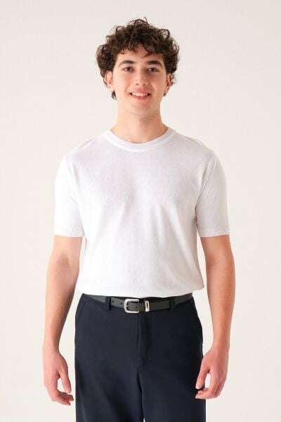 Regular Fit T-shirt | Triko Casual Erkek Beyaz - XL