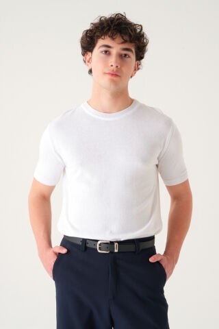 Regular Fit T-shirt | Triko Casual Erkek Beyaz - XL