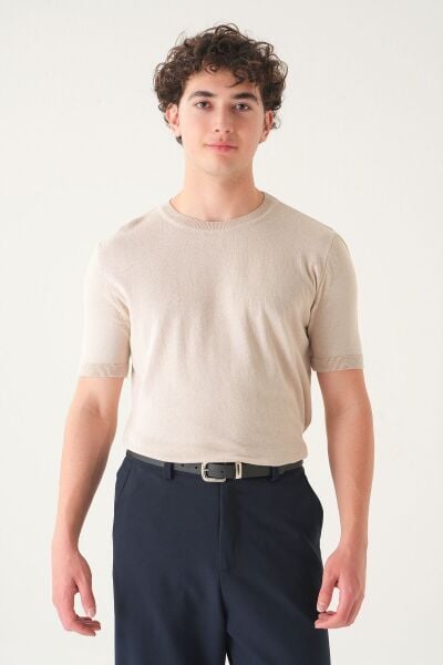 Regular Fit T-shirt | Triko Casual Erkek Krem - XL