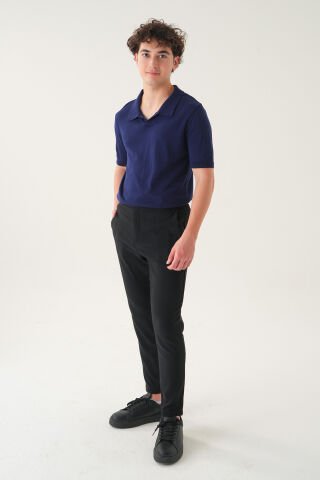 Regular Fit Polo Yaka T-shirt | Triko Casual Erkek Laci̇vert - L