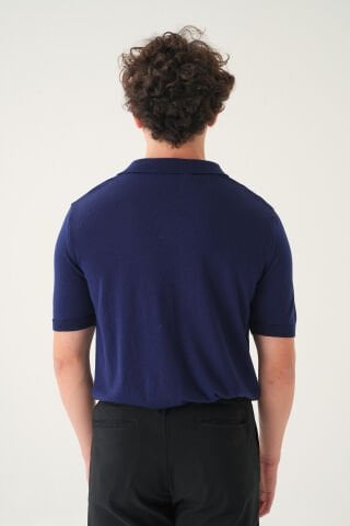 Regular Fit Polo Yaka T-shirt | Triko Casual Erkek Laci̇vert - XL