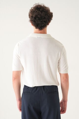 Regular Fit Polo Yaka T-shirt | Triko Casual Erkek Beyaz - M