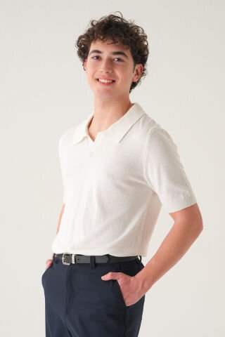 Regular Fit Polo Yaka T-shirt | Triko Casual Erkek Beyaz - L