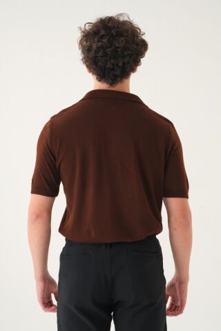 Regular Fit Polo Yaka T-shirt | Triko Casual Erkek Acı Kahverengi - S