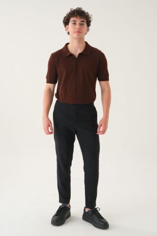 Regular Fit Polo Yaka T-shirt | Triko Casual Erkek Acı Kahverengi - XL