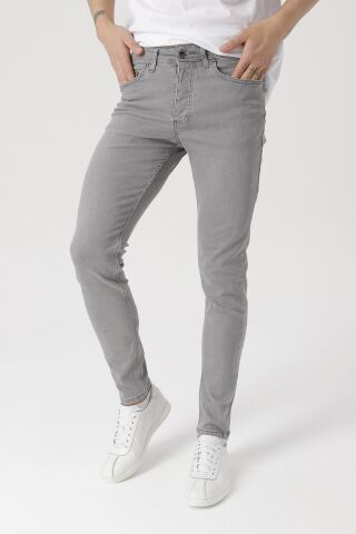 Erkek Slim Fit Gri Likralı Kot Pantolon Gri - 29